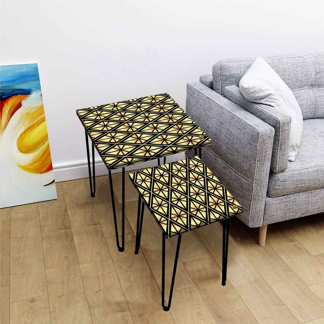 Nesting Tables Set Of 2 ,  Nest Of Tables For Living Room -   Geometric Diamond - Image 2