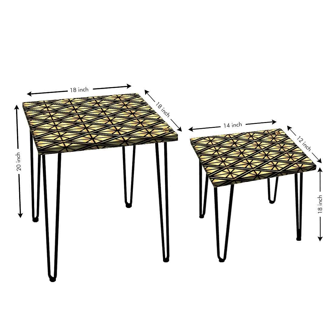 Nesting Tables Set Of 2 ,  Nest Of Tables For Living Room -   Geometric Diamond - Image 3