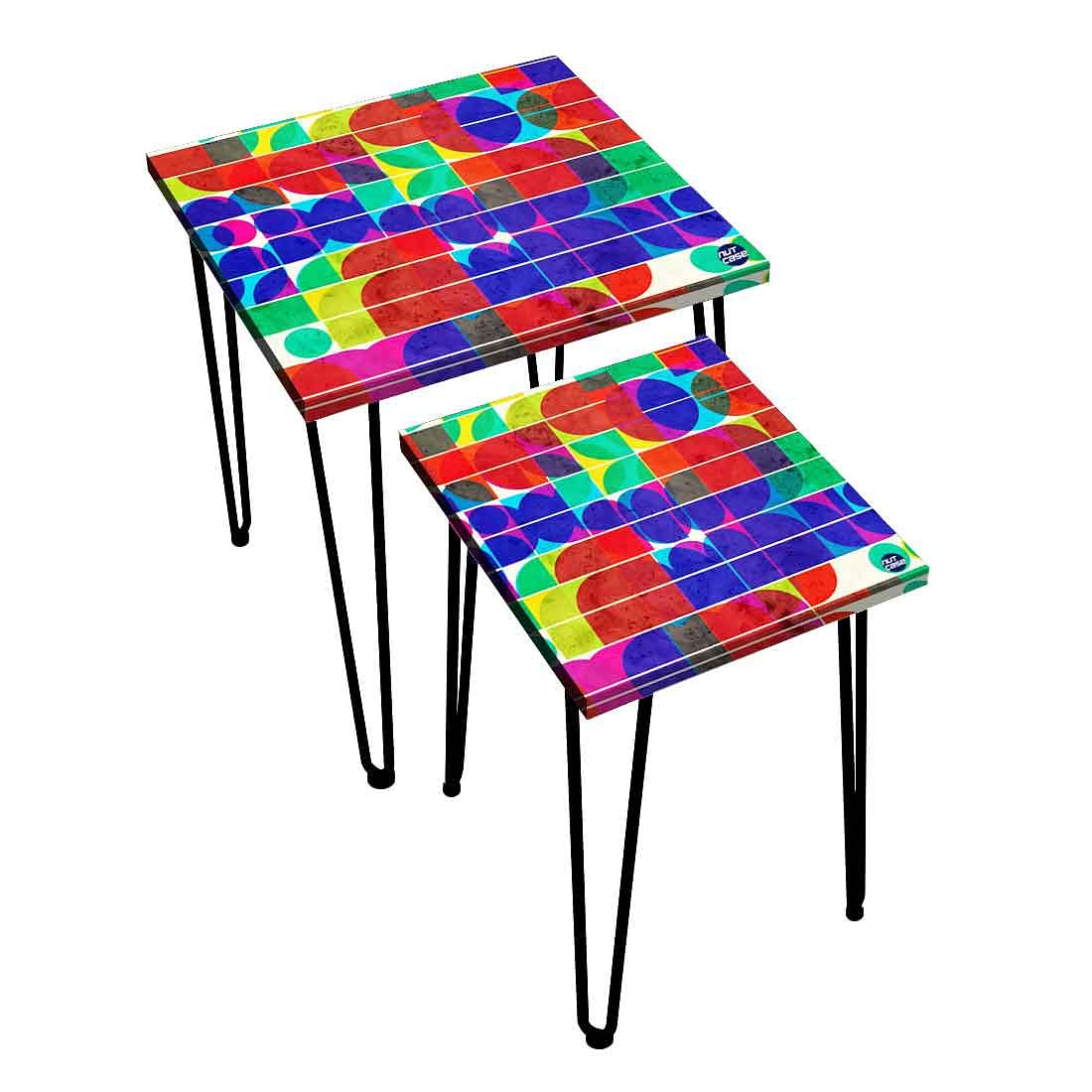 Nesting Table Set of 2 for Living Room Stacking Tables - Beautiful Pattern