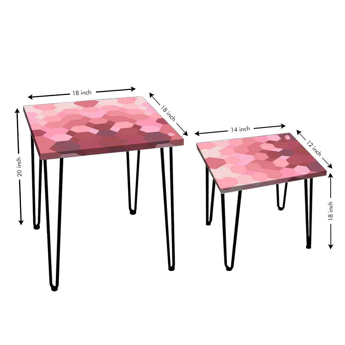 Nesting Tables Set of 2 for Living Room Decor - Hexagon Pink - Image 3