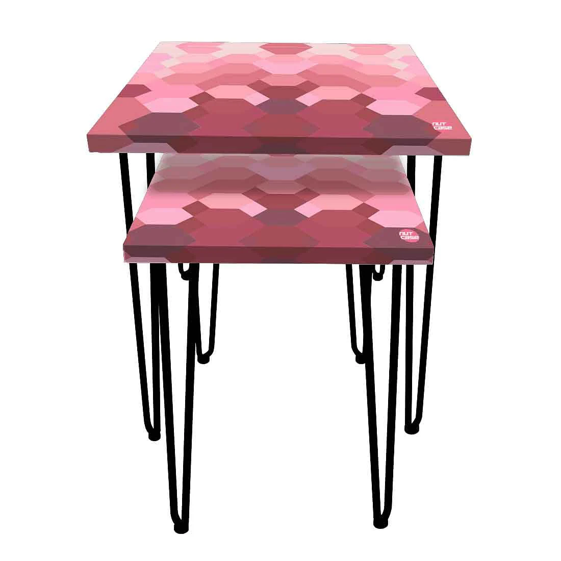 Nesting Tables Set of 2 for Living Room Decor - Hexagon Pink - Image 4