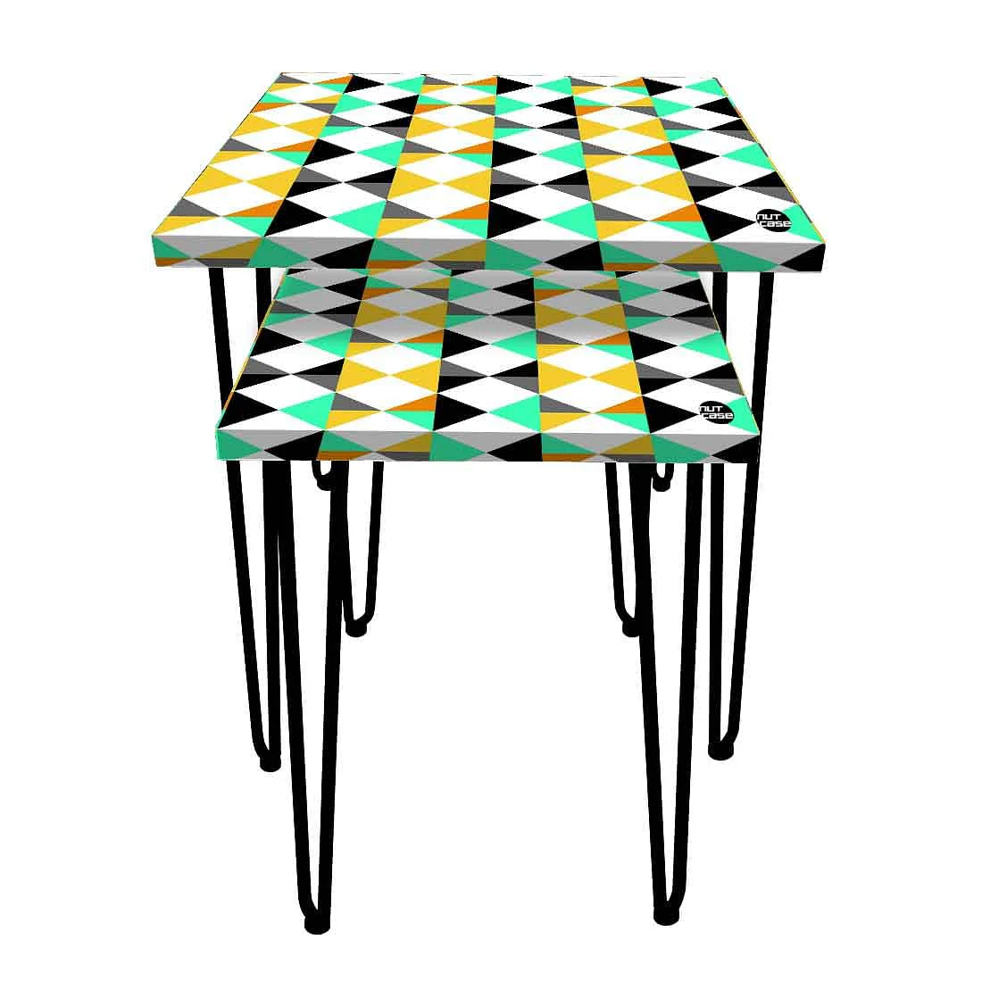 Designer Nesting Tables for Home & Office Set of 2 - Colorful Diamond - Image 2
