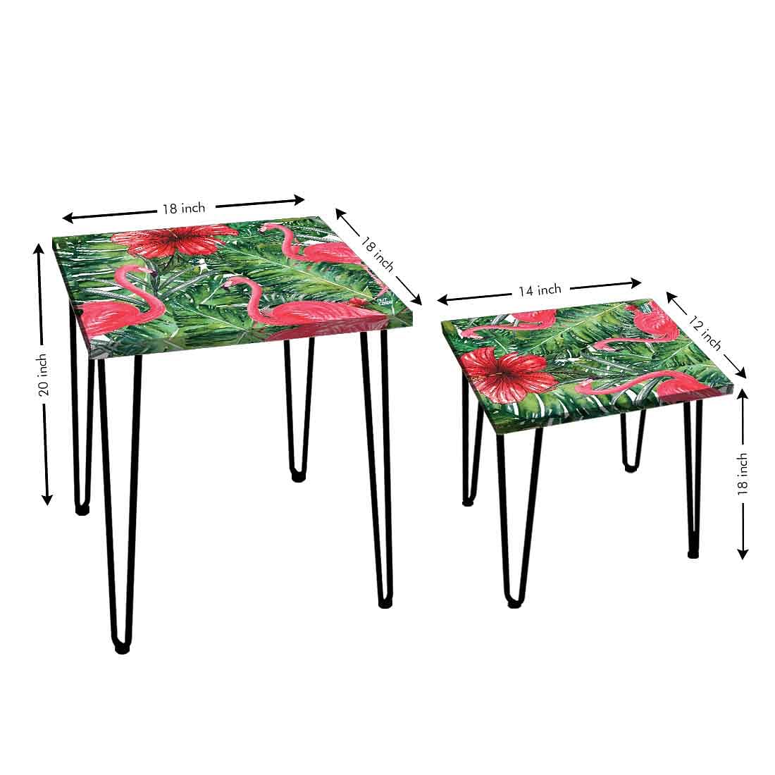 Designer Nest of 2 Tables for Living Room Side Coffee Table - Flamingo - Image 4