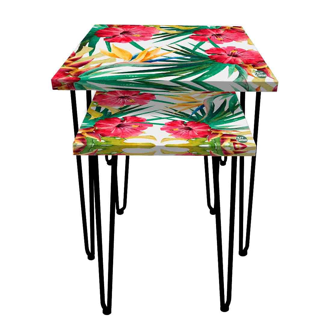 Nesting Table Set of 2 for Office Tea & Coffee Tables -  Hibiscus Leaf - Image 4