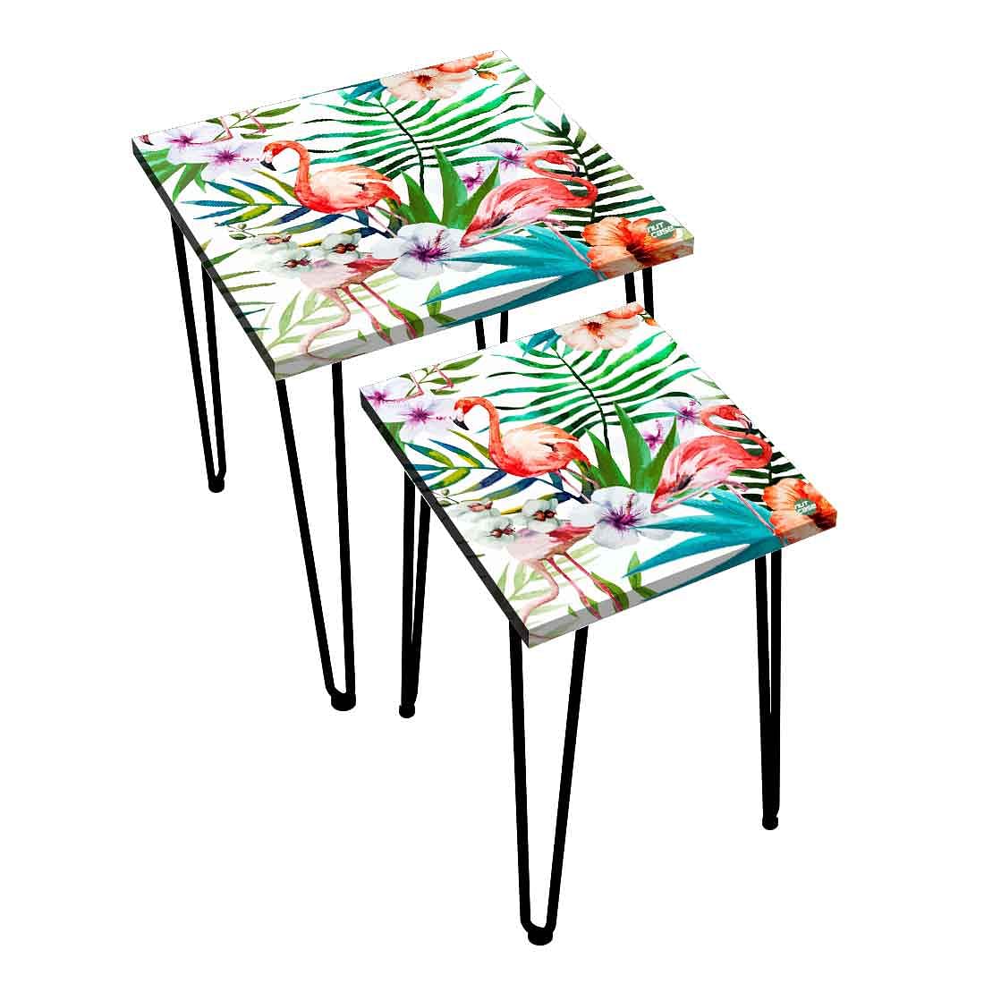 Modern Side Table for Living Room Nest of Tables Set Of 2 - Parrot  Leaf