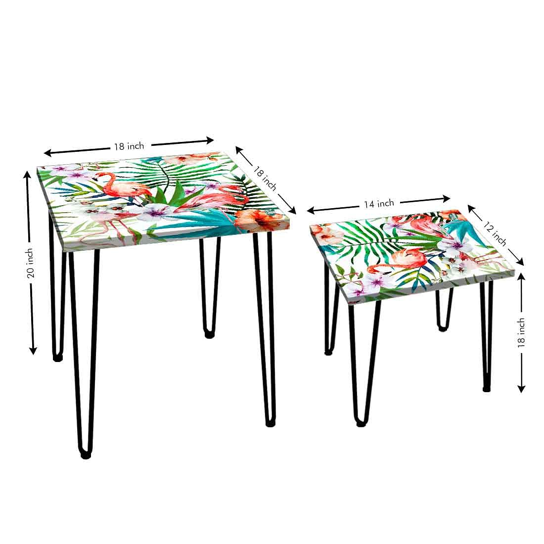 Modern Side Table for Living Room Nest of Tables Set Of 2 - Parrot  Leaf - Image 3