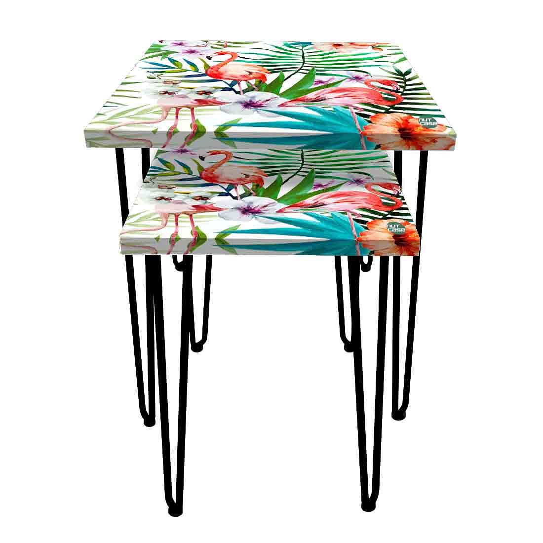 Modern Side Table for Living Room Nest of Tables Set Of 2 - Parrot  Leaf - Image 4