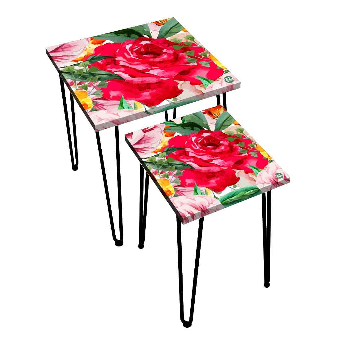 Modern Nest of 2 Coffee Tables for Living Room Bedroom - Rose