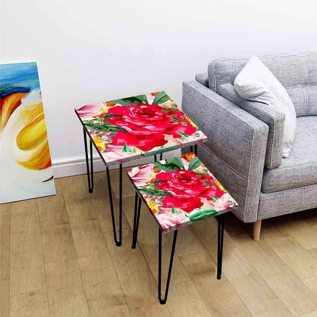 Modern Nest of 2 Coffee Tables for Living Room Bedroom - Rose - Image 2