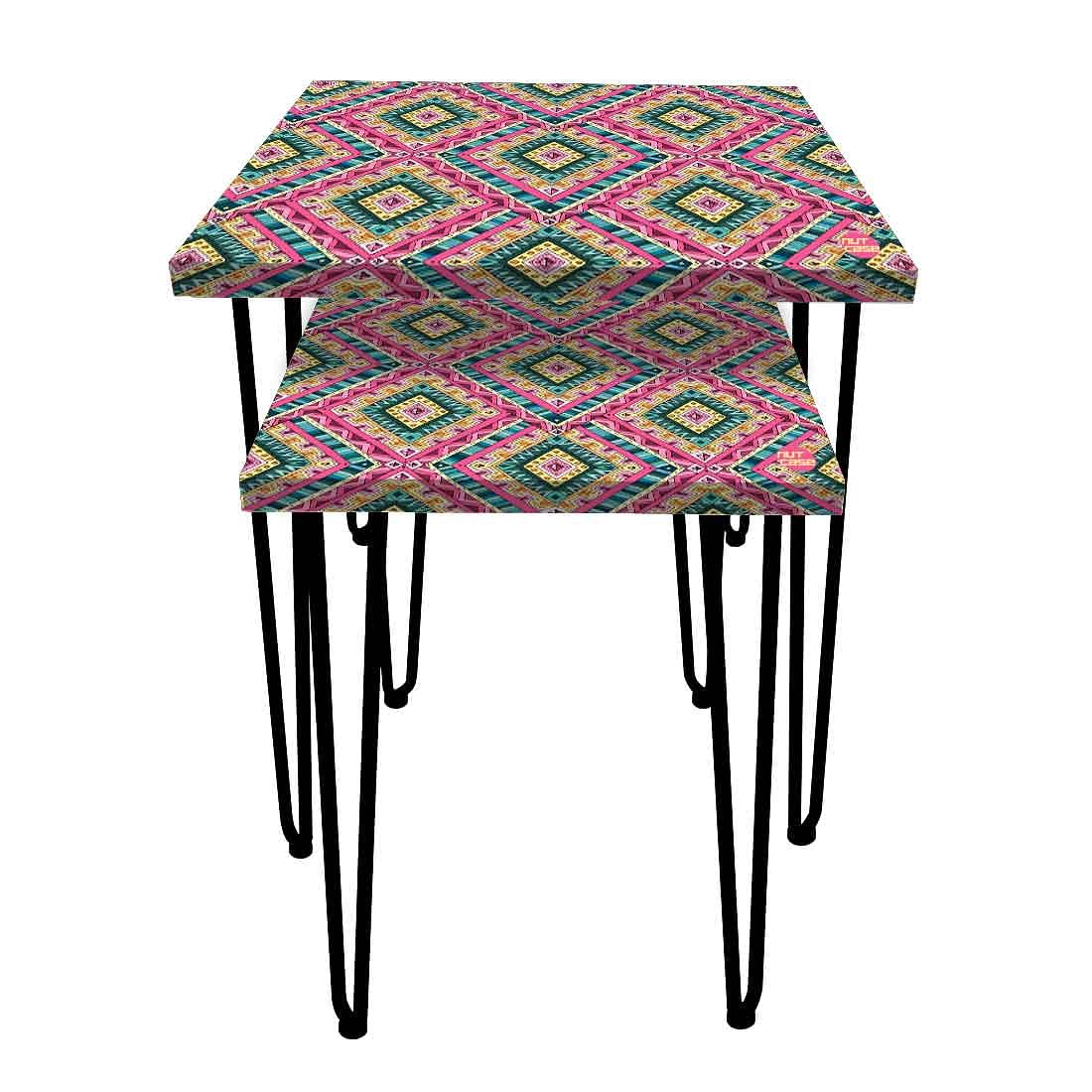 Designer Nesting Tables for Sofa Side Table House Set of 2 - Indian Ethnic  Pink - Image 4
