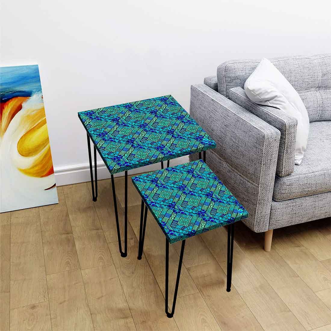 Nesting Table Set of 2 for Side End Tables Home - Indian Ethnic - Image 2