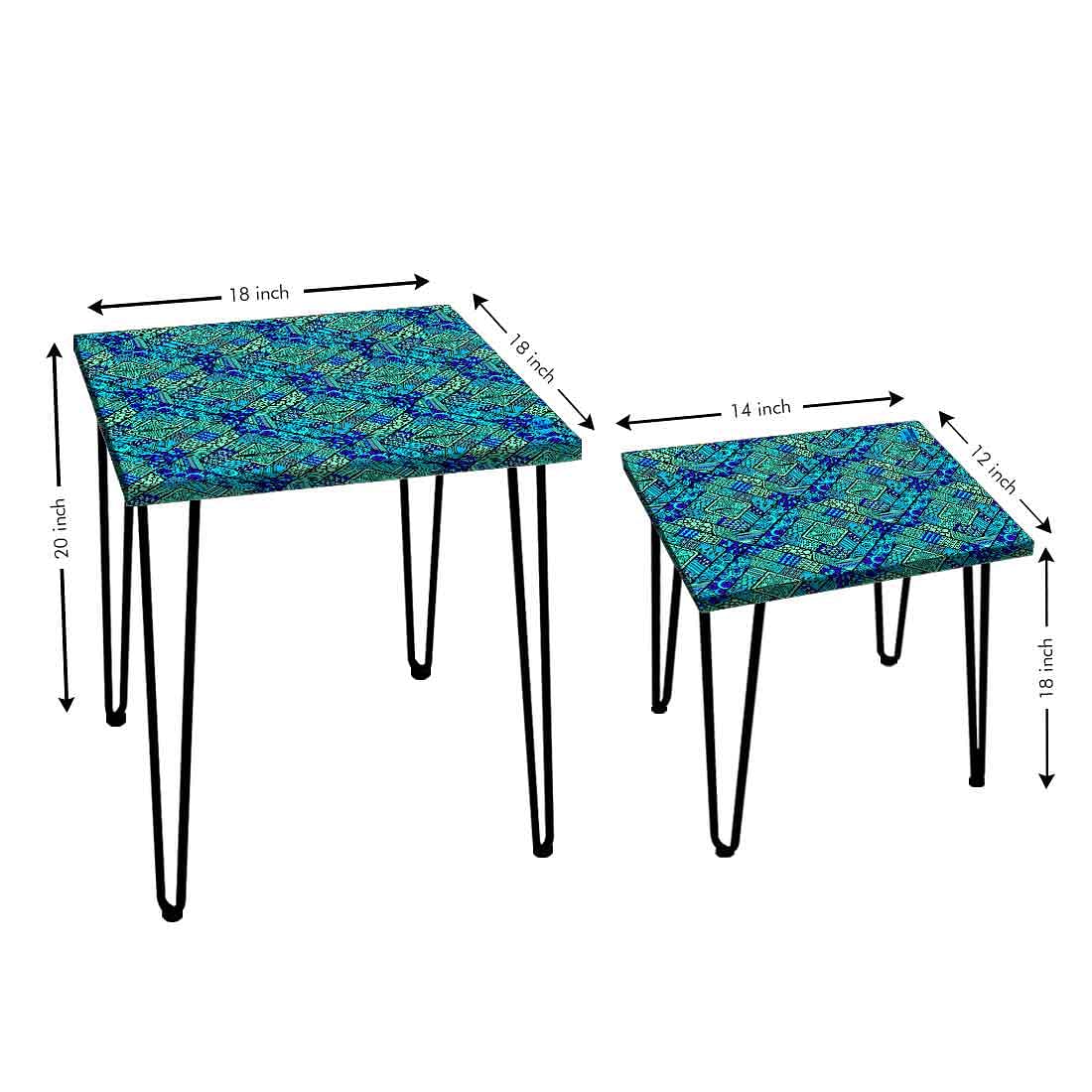 Nesting Table Set of 2 for Side End Tables Home - Indian Ethnic - Image 3