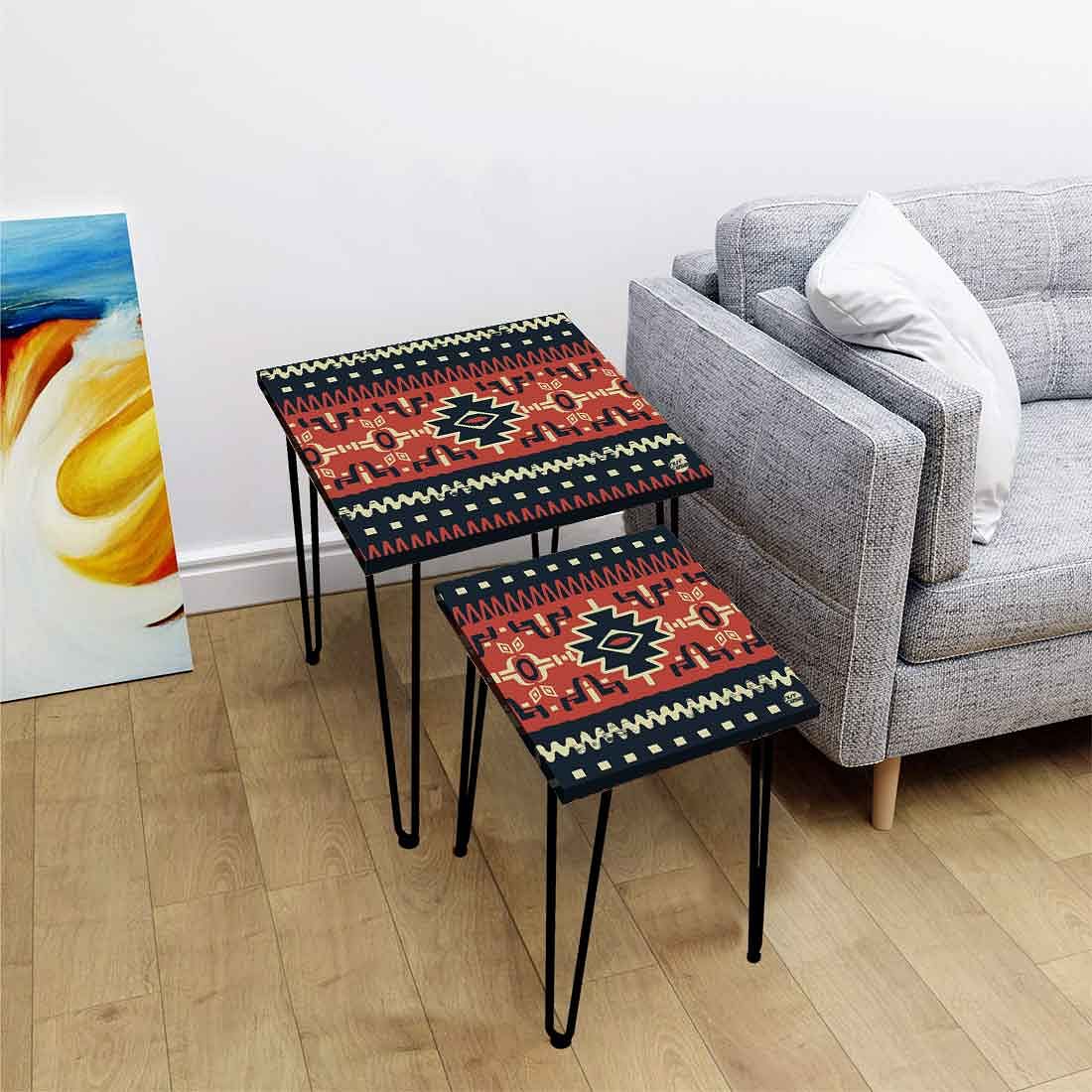Nesting Tables Set of 2 for Living Room Home Decor - Mexican Pattern