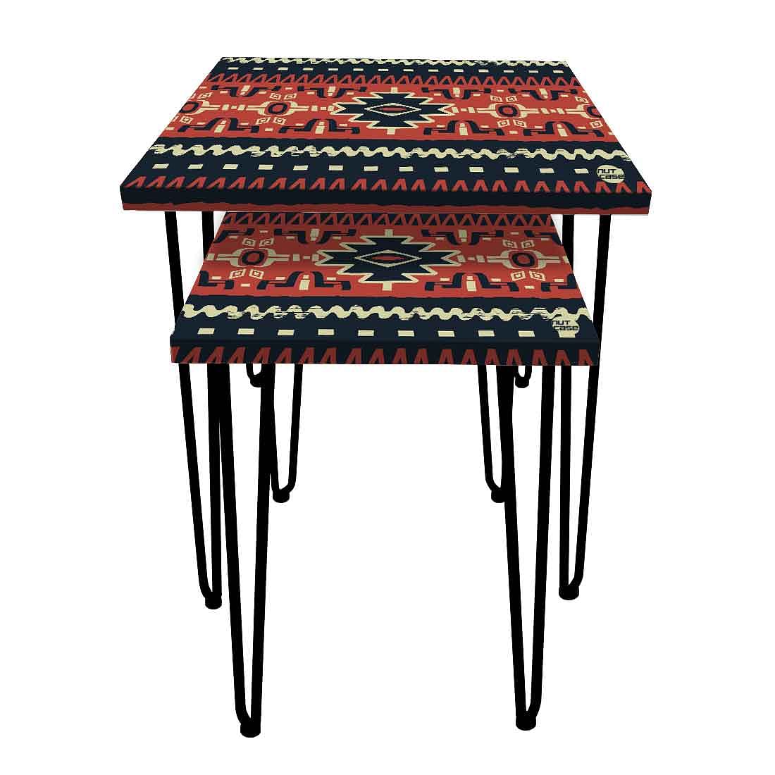 Nesting Tables Set of 2 for Living Room Home Decor - Mexican Pattern - Image 2