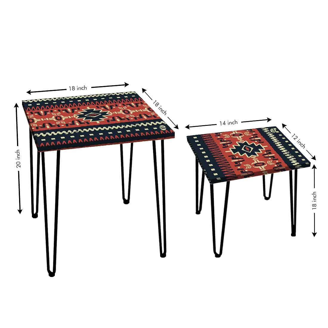 Nesting Tables Set of 2 for Living Room Home Decor - Mexican Pattern - Image 4