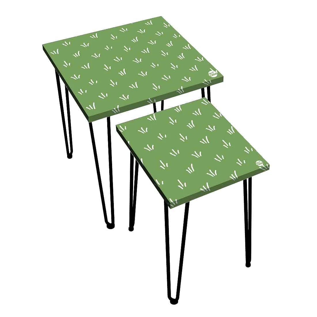 Nesting Tables 2 for Tea & Coffee Stool Home Balcony Decor - Green Grass