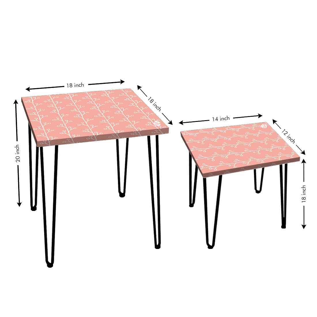 Nesting Table Set of 2 Nest of Tables Coffee for Living Room - Branches - Image 3