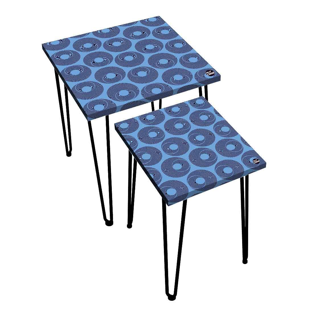Nest of Side Tables for Living Room Decor Set of 2 - Retro Pattern