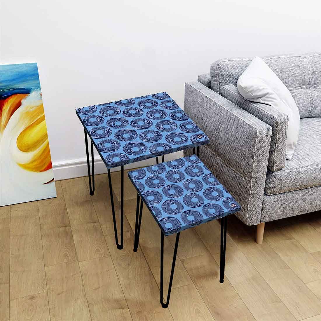 Nest of Side Tables for Living Room Decor Set of 2 - Retro Pattern - Image 2
