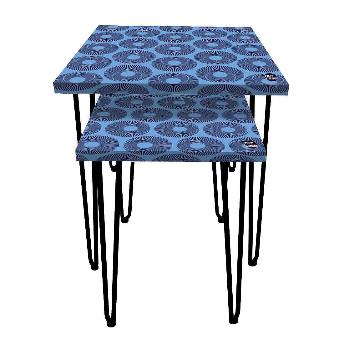Nest of Side Tables for Living Room Decor Set of 2 - Retro Pattern - Image 4