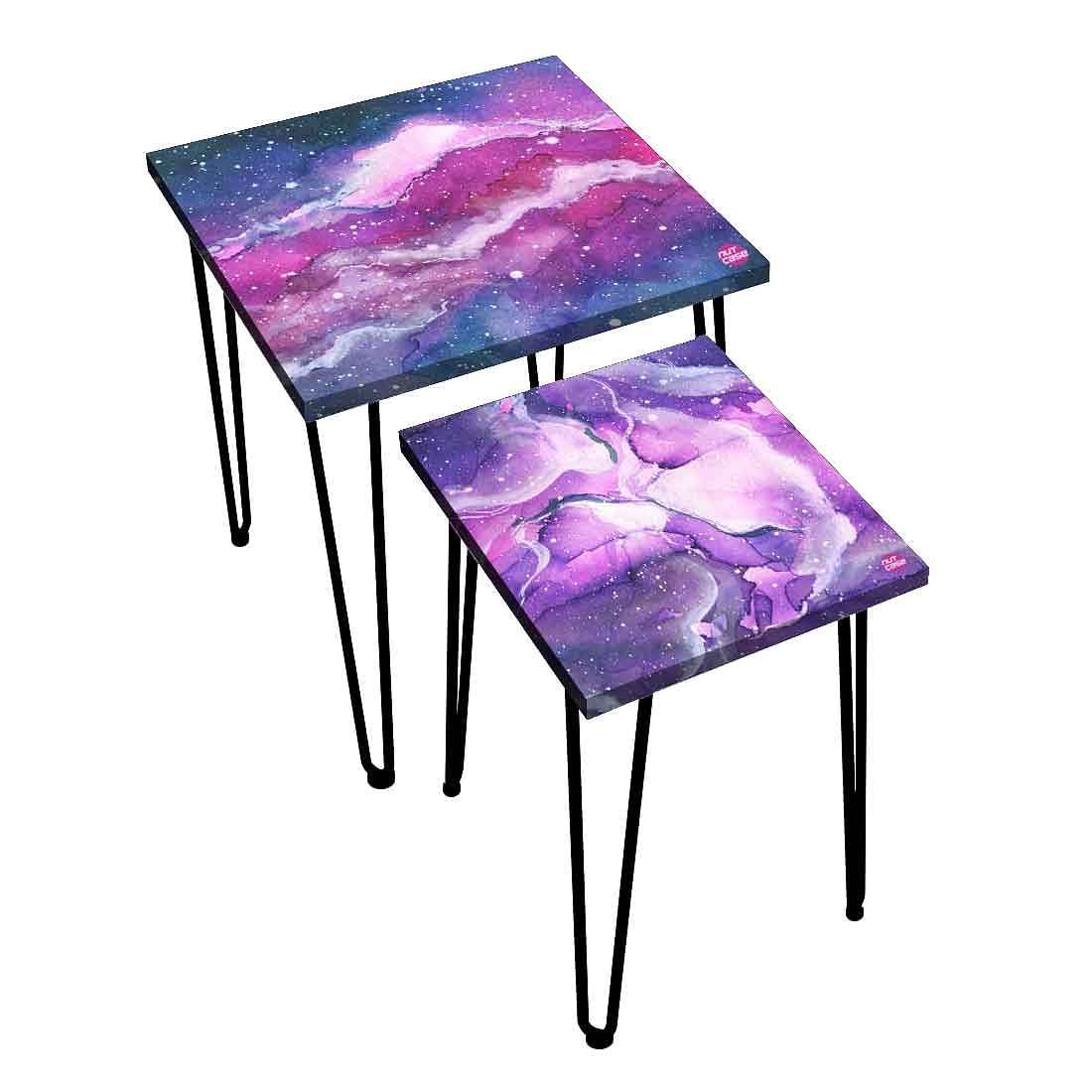 Nesting Tables for Living Room Office & Balcony Set of 2 - Space Purple