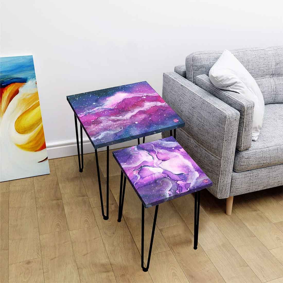 Nesting Tables for Living Room Office & Balcony Set of 2 - Space Purple - Image 2