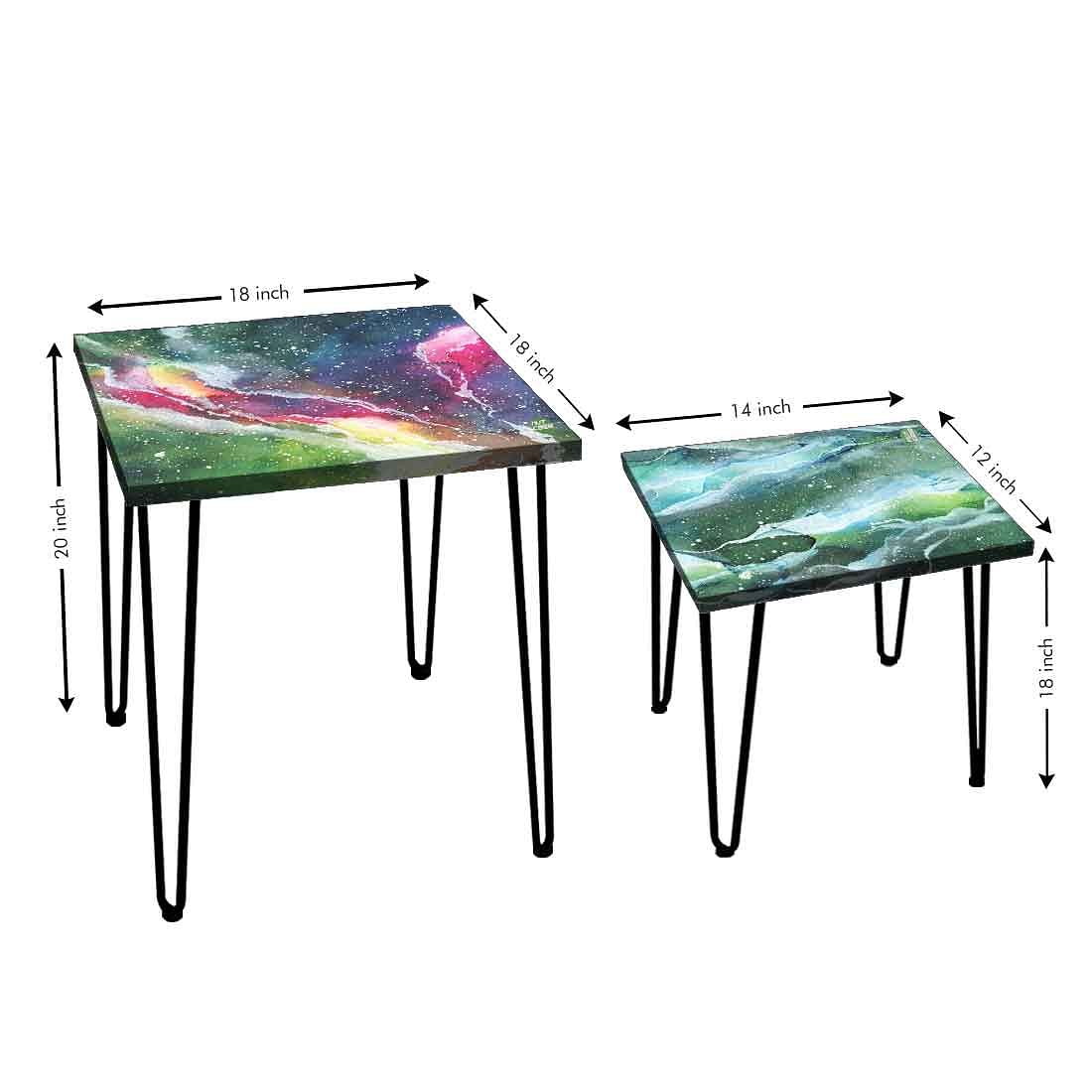 Nesting Table Modern Decor Nest of Tables for Balcony & Office Set Of 2 - Space Green - Image 3