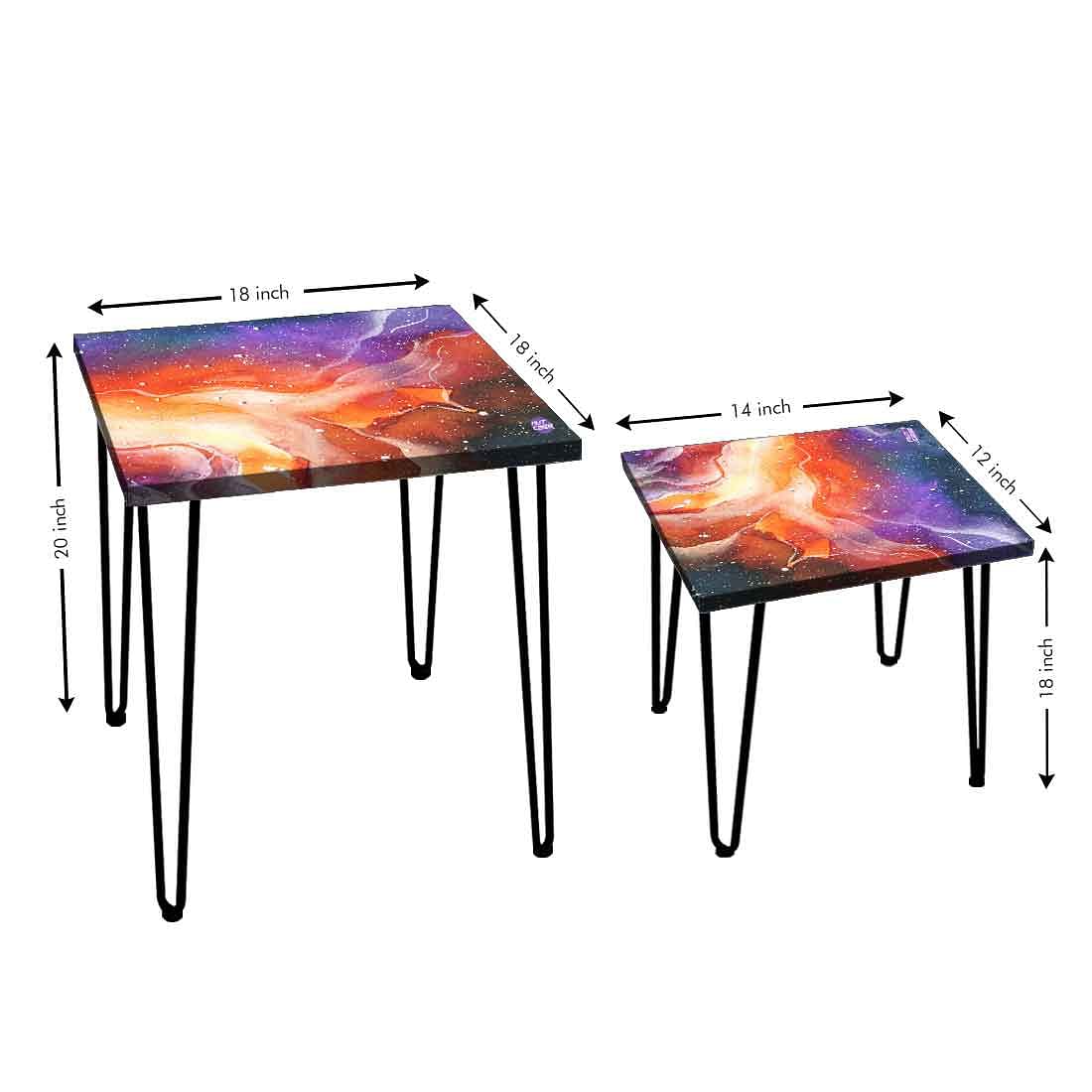 Nesting Tables Coffee Table for Living Room Balcony Set of 2 - Space - Image 3