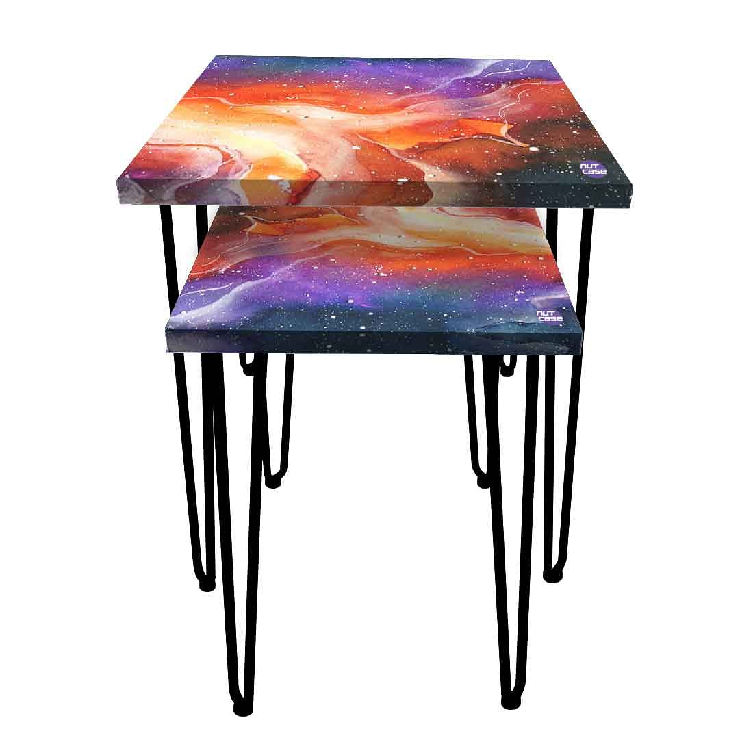 Nesting Tables Coffee Table for Living Room Balcony Set of 2 - Space - Image 4