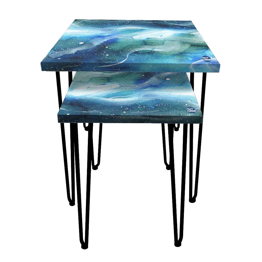Modern Coffee Table Nesting Set of 2 Nest Of Tables for Living Room - Watercolor - Image 4