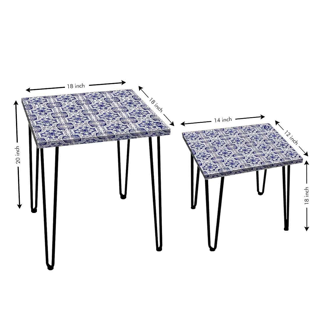 Nesting Table Set of Two Nest Of Tables for Living Room Balcony Patio - Morocco Mosaic - Image 3