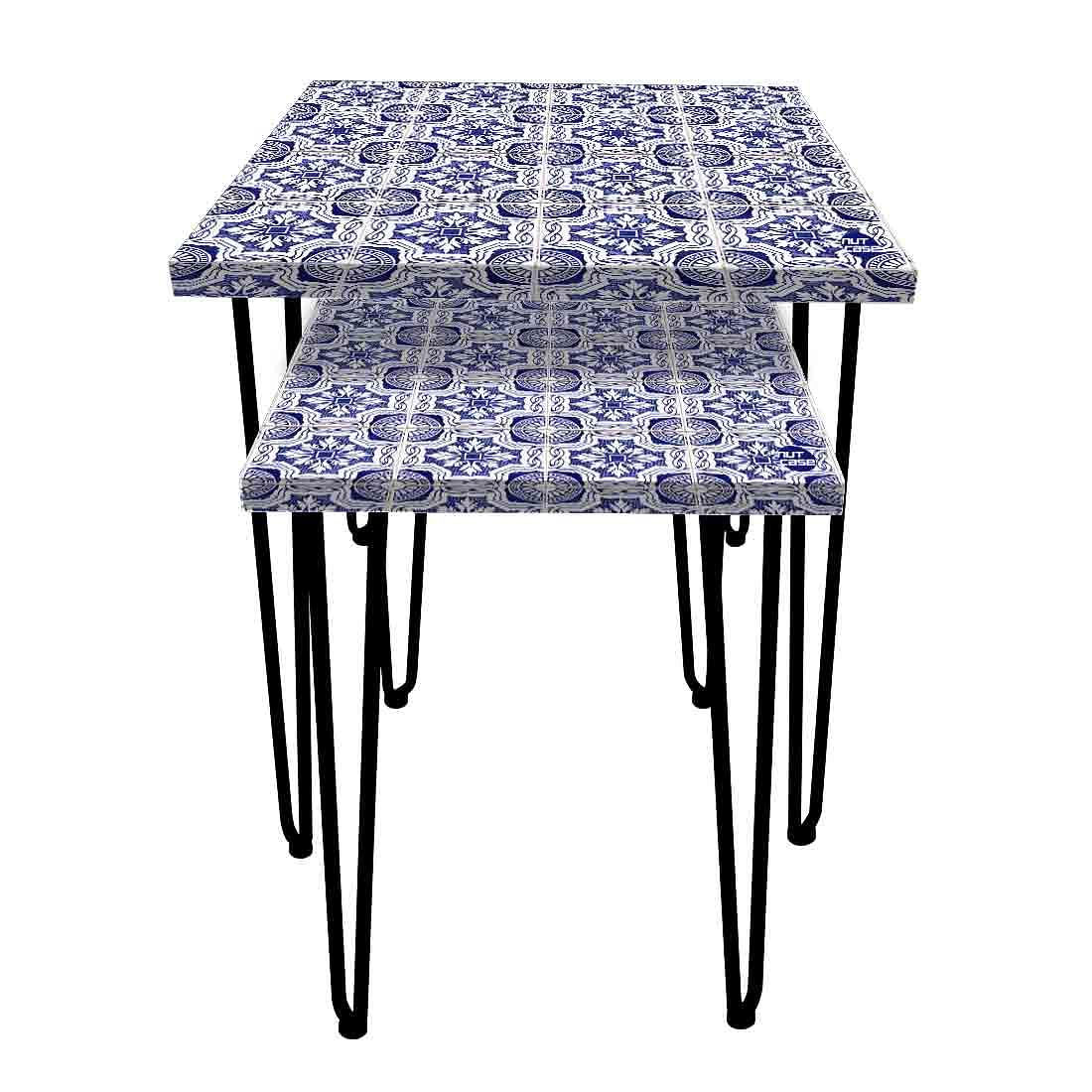 Nesting Table Set of Two Nest Of Tables for Living Room Balcony Patio - Morocco Mosaic - Image 4