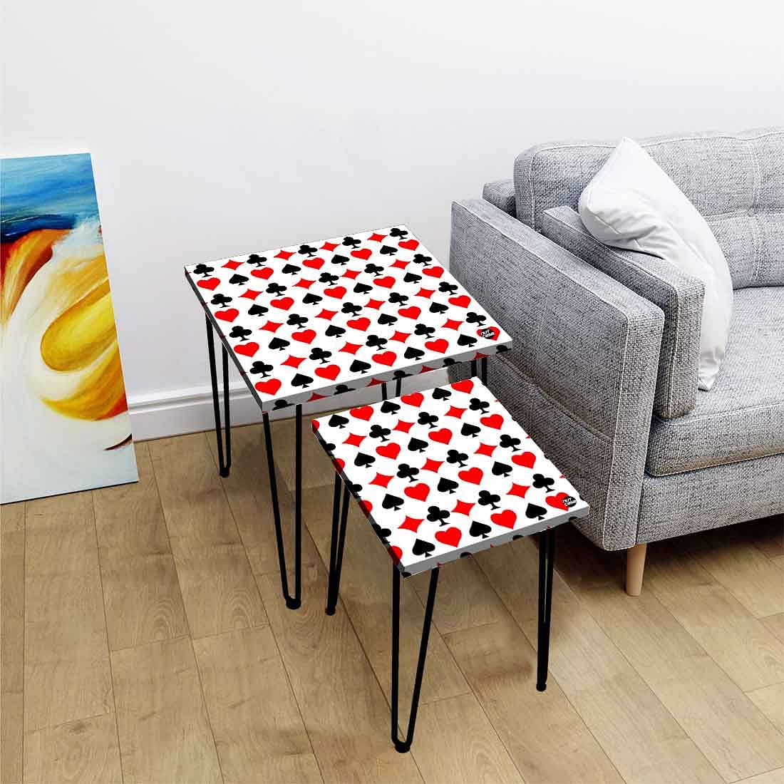 Designer Side Table for Living Room Nest of Tables Set Of 2 - Poker Card - Image 2