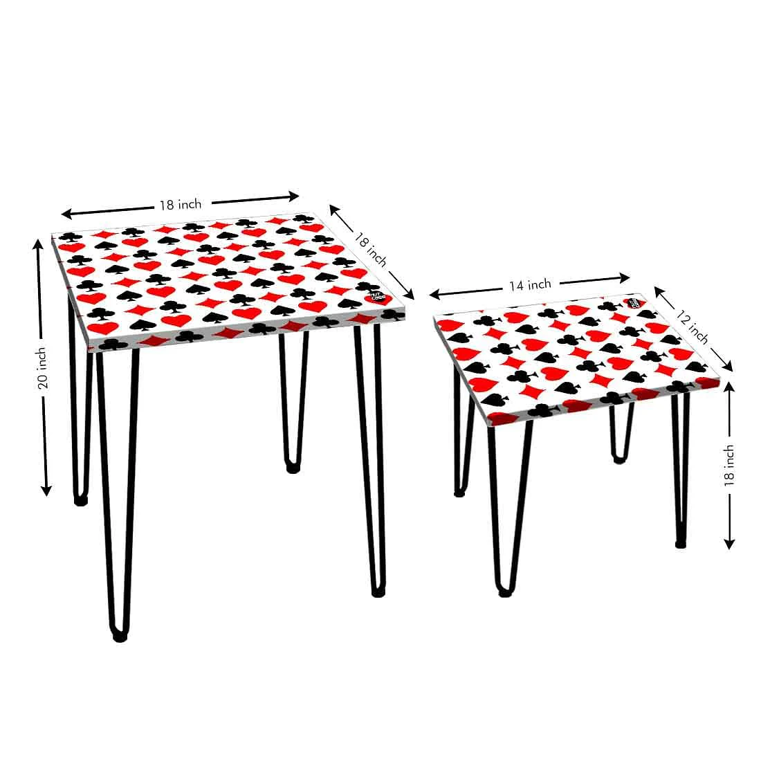 Designer Side Table for Living Room Nest of Tables Set Of 2 - Poker Card - Image 3
