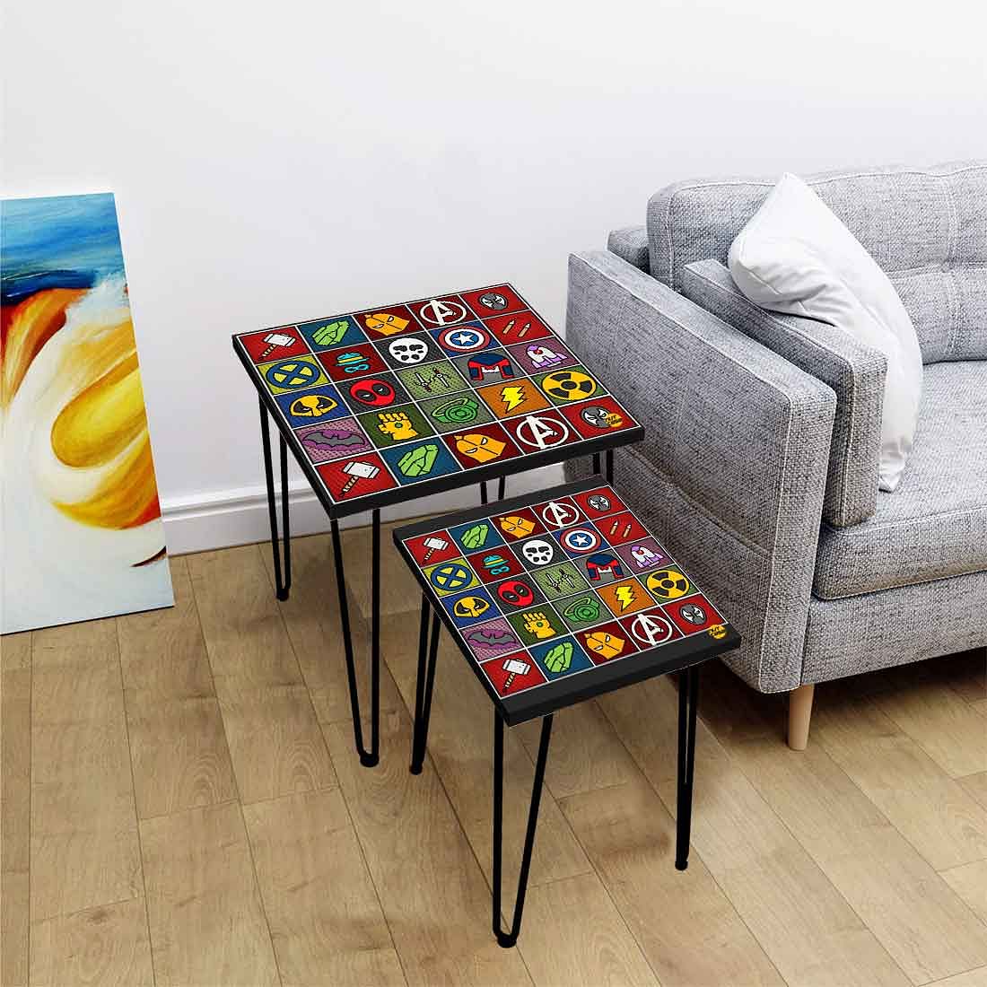 Modern Nest of 2 Coffee Tables for Living Room Balcony - Hero Icon - Image 2
