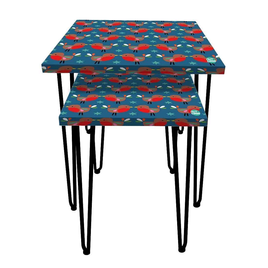 Nesting Tables Set Of 2 Nest of Tables for Living Room - Cute Birds - Image 4