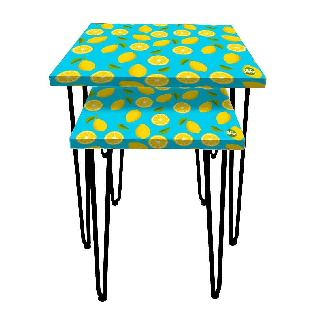 Nesting Tables Set of 2 Stacking Coffee Table for Living Room & Office - Lime Lemon - Image 2