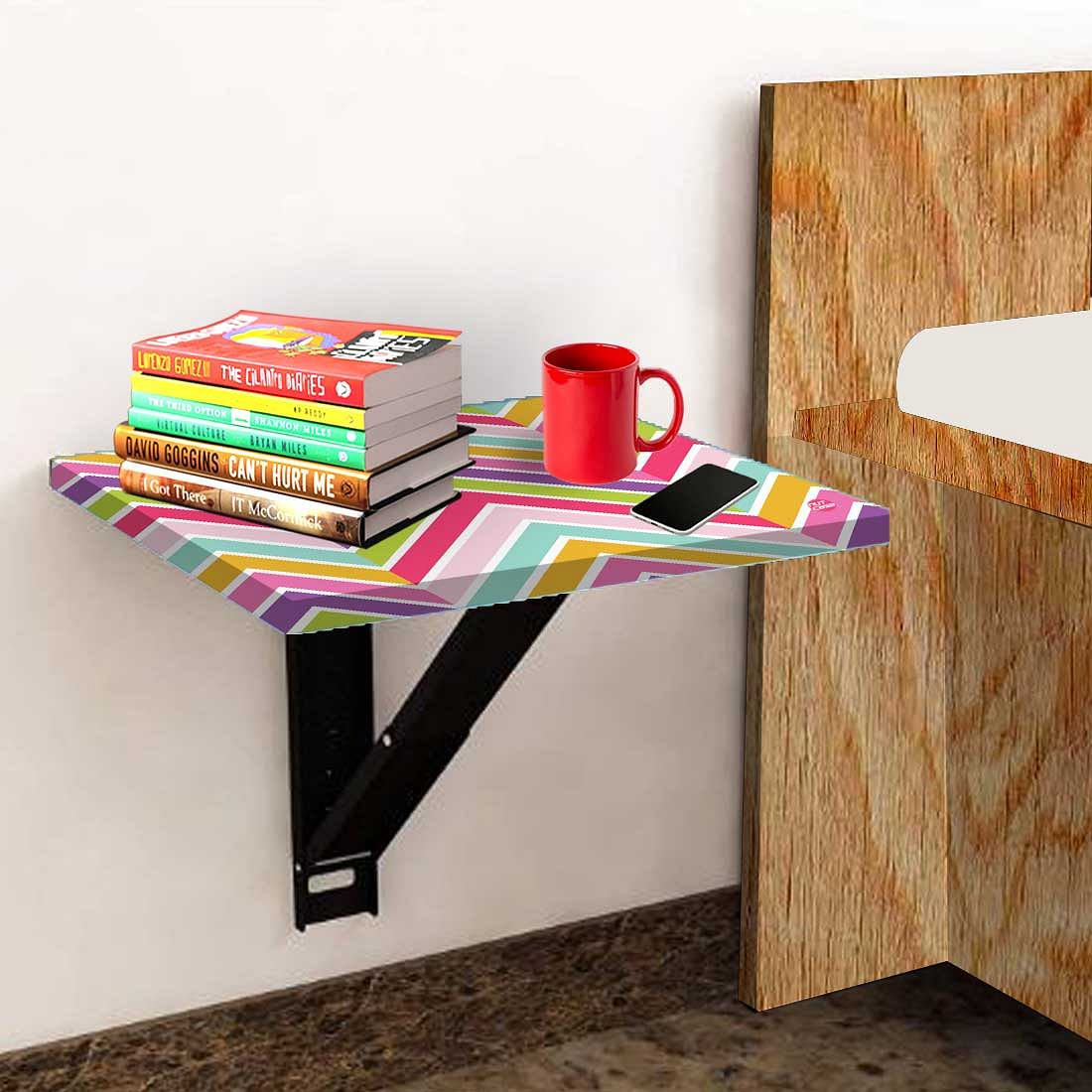 Folding Wall Mount Side Table- Pastels Chevron - Image 3