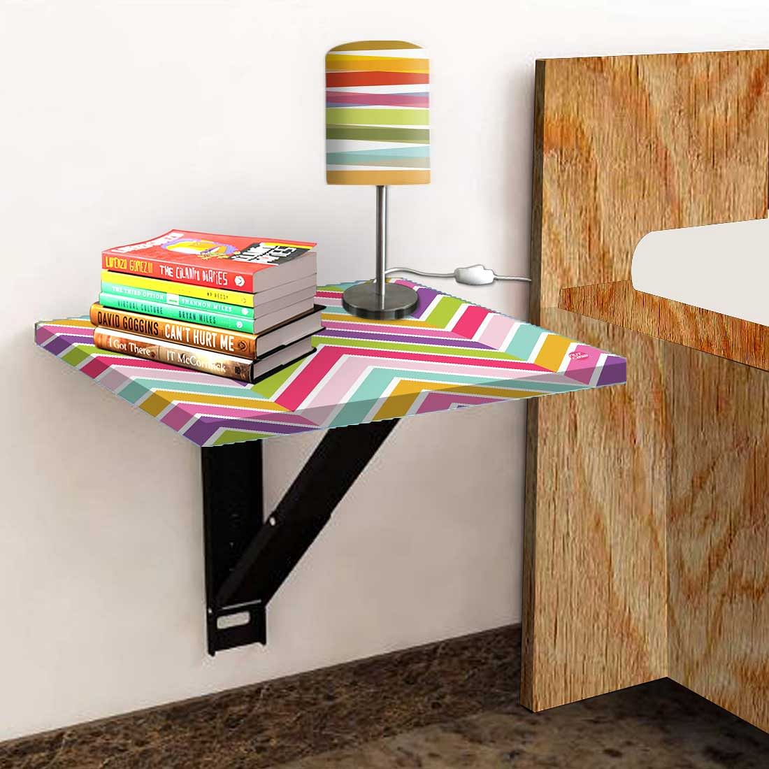 Folding Wall Mount Side Table- Pastels Chevron - Image 4