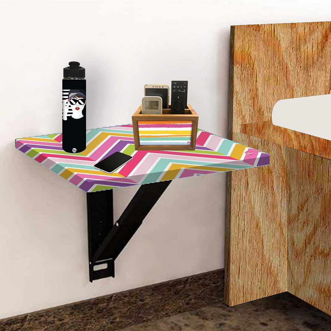 Folding Wall Mount Side Table- Pastels Chevron - Image 5