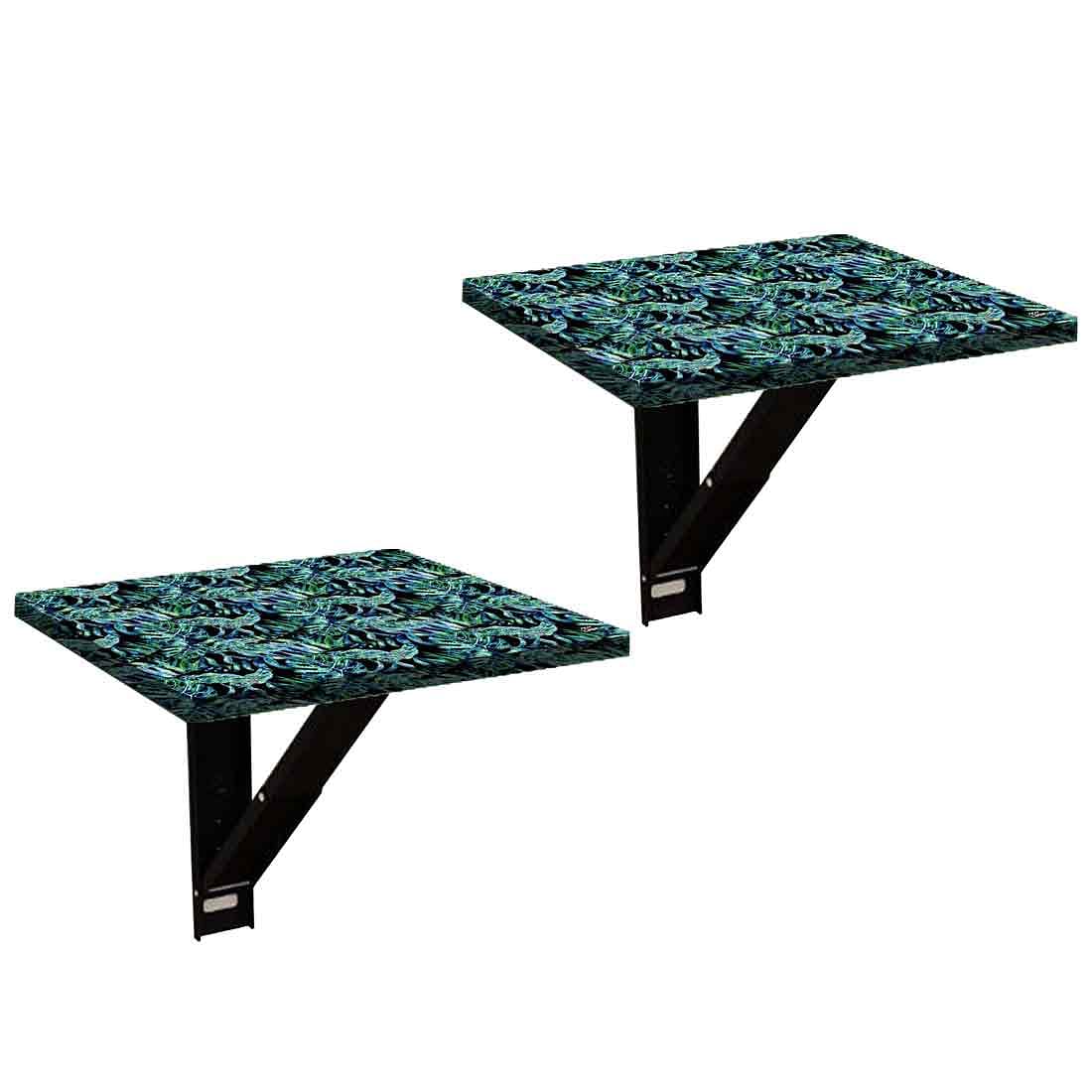 Wall Mounted Folding Bedside Table - Dark Green Tropical - Image 2