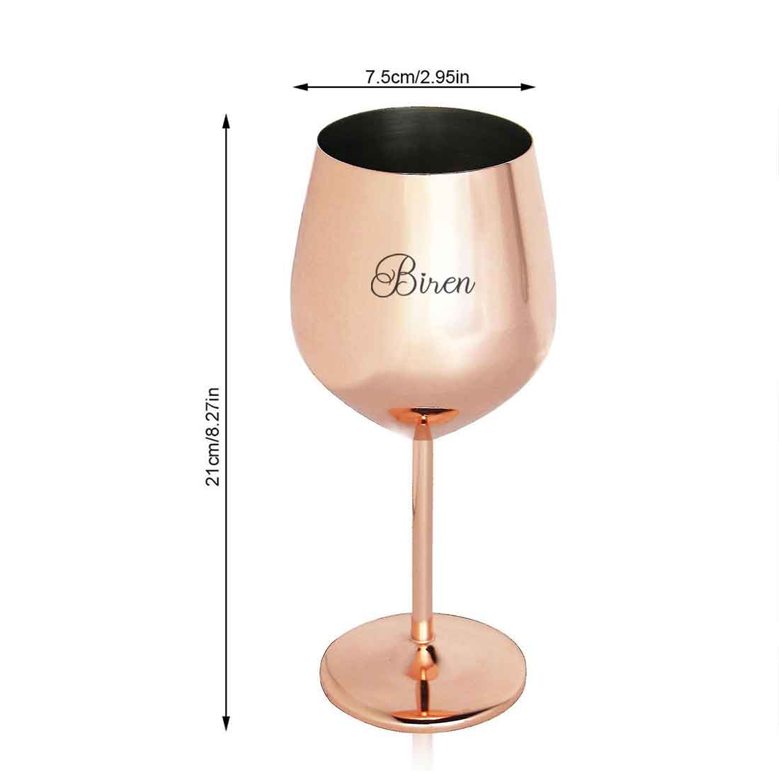 Nonbreakable Wine Glasses Copper Finish Stainless Steel Goblets with Name Engraved - Image 8