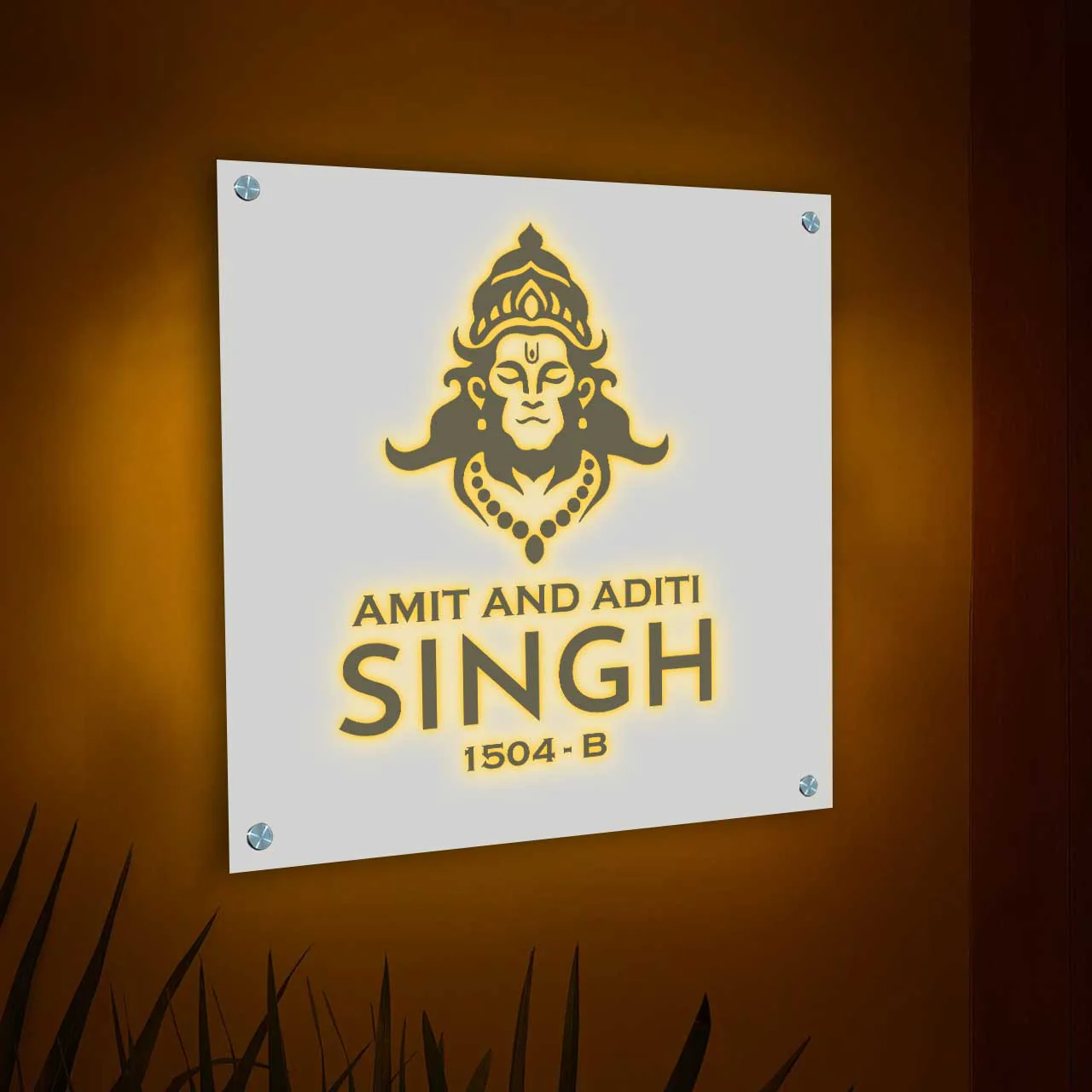 Nutcase Acrylic Name Plate with Light-Lord Hanuman LED Name Board - Image 2