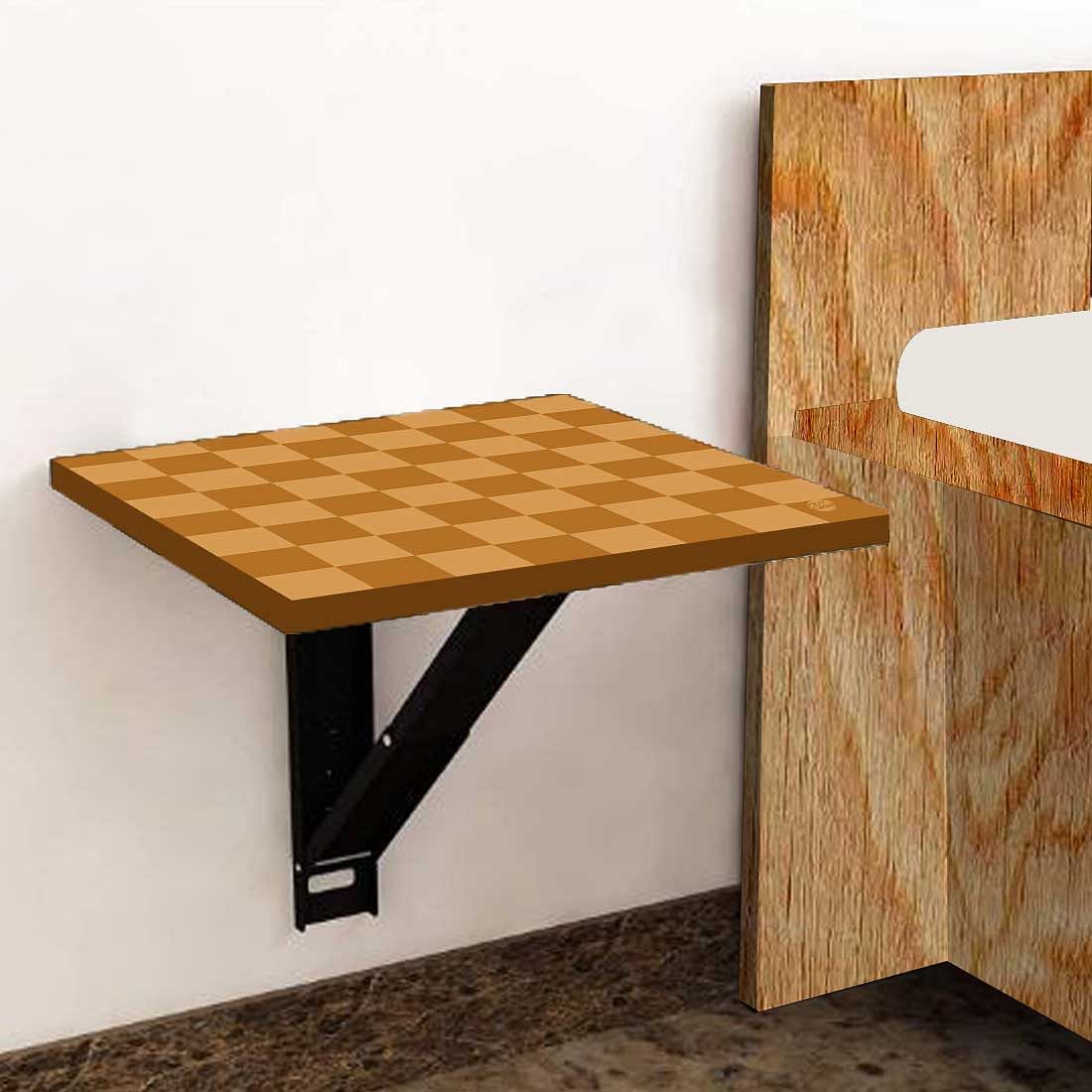 Modern Bedside Table for Bedroom - Orange Check Pattern