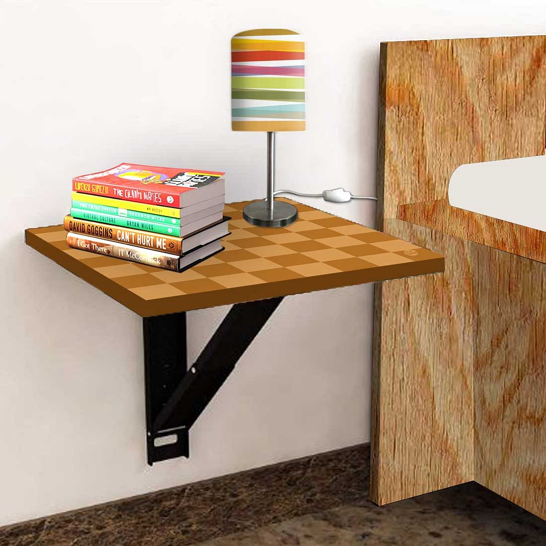 Modern Bedside Table for Bedroom - Orange Check Pattern - Image 4