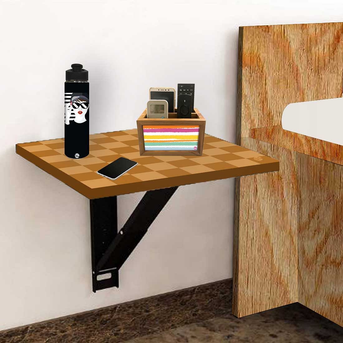 Modern Bedside Table for Bedroom - Orange Check Pattern - Image 5