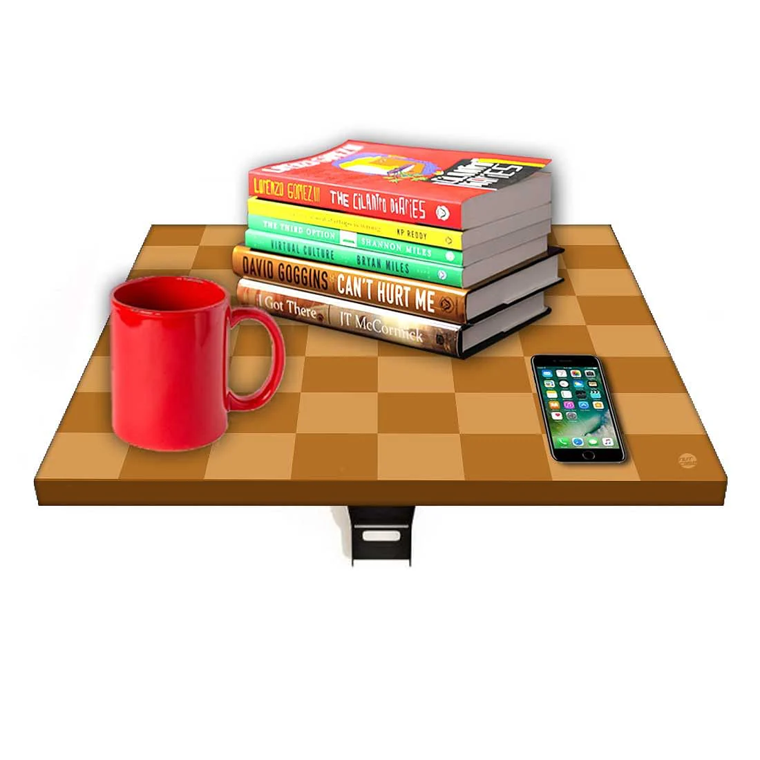 Modern Bedside Table for Bedroom - Orange Check Pattern - Image 7