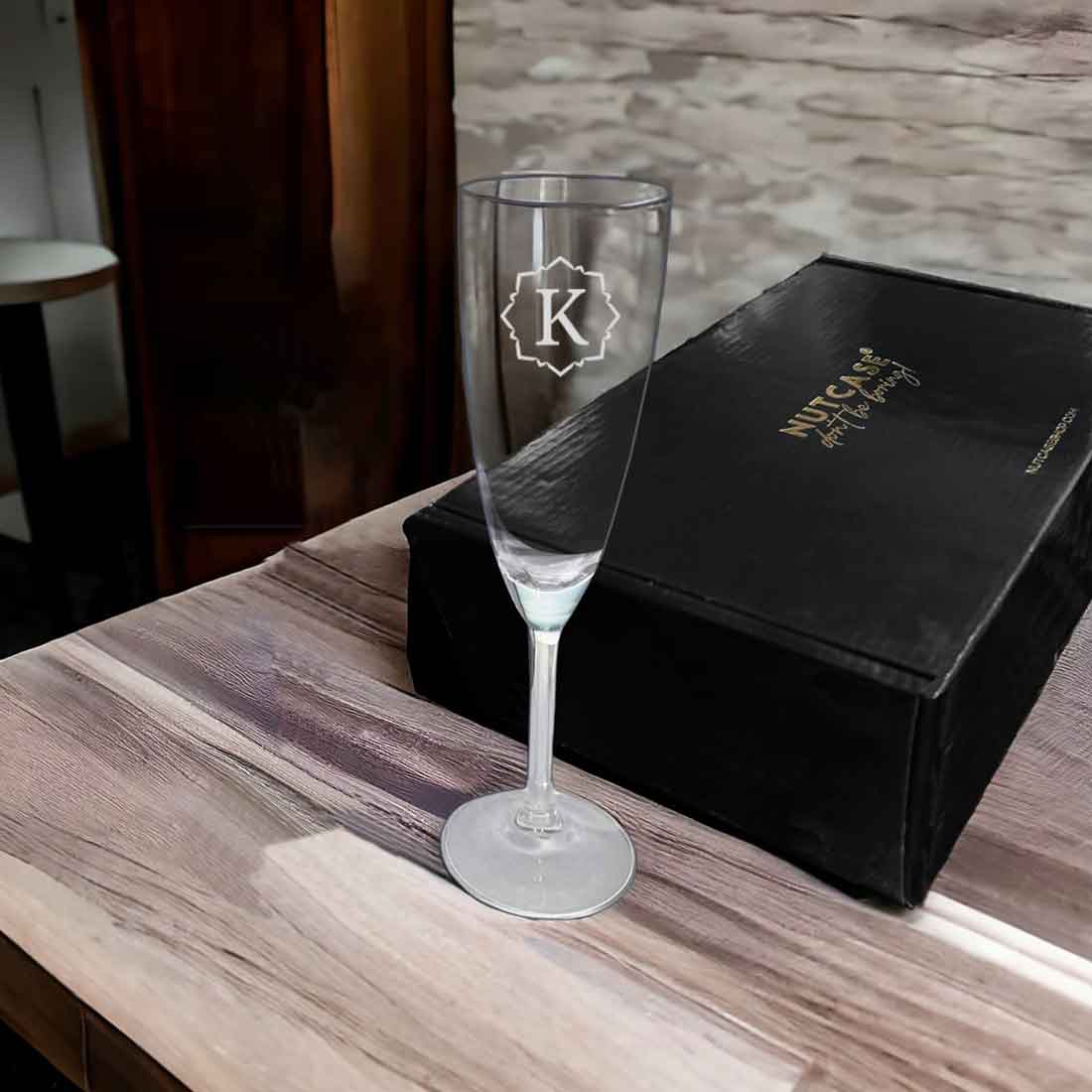 Nutcase Champagne Glasses with Name - Personalized Engraved Flute Glasses - Image 3