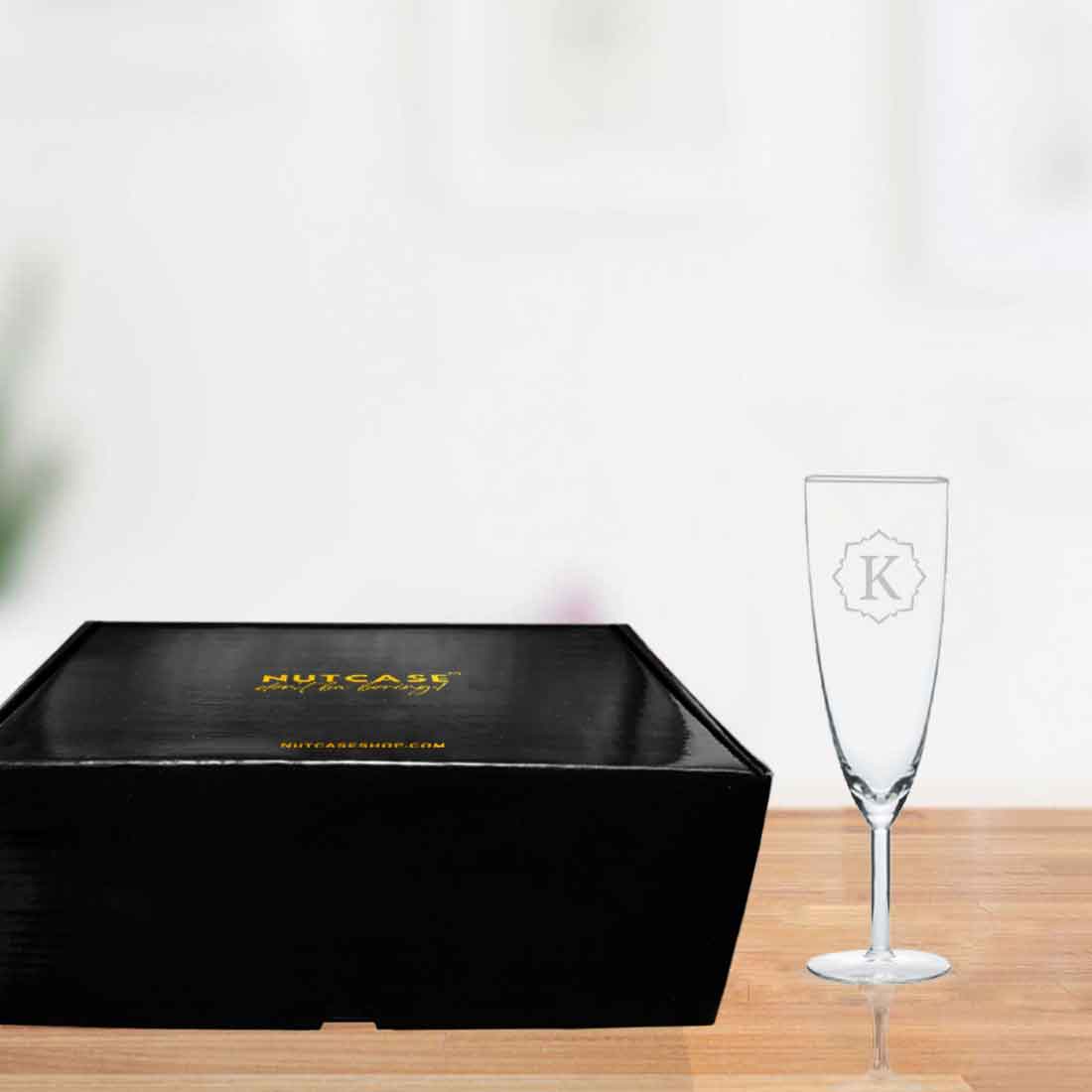 Nutcase Champagne Glasses with Name - Personalized Engraved Flute Glasses - Image 6