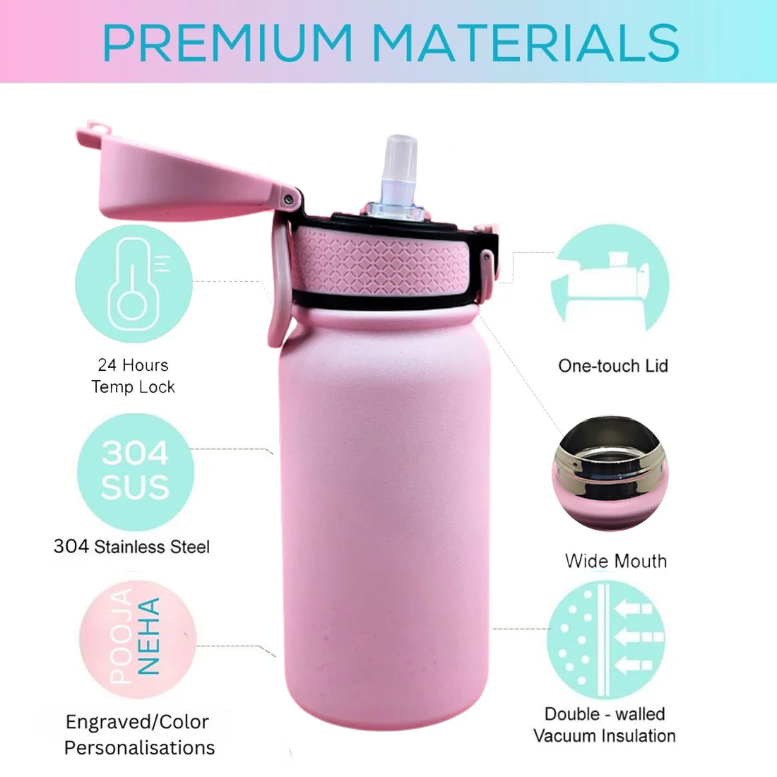 Nutcase Childrens Personalised Drink Bottles with Straw – BPA-Free, Insulated Bottle with Spill-Proof Design - Image 13